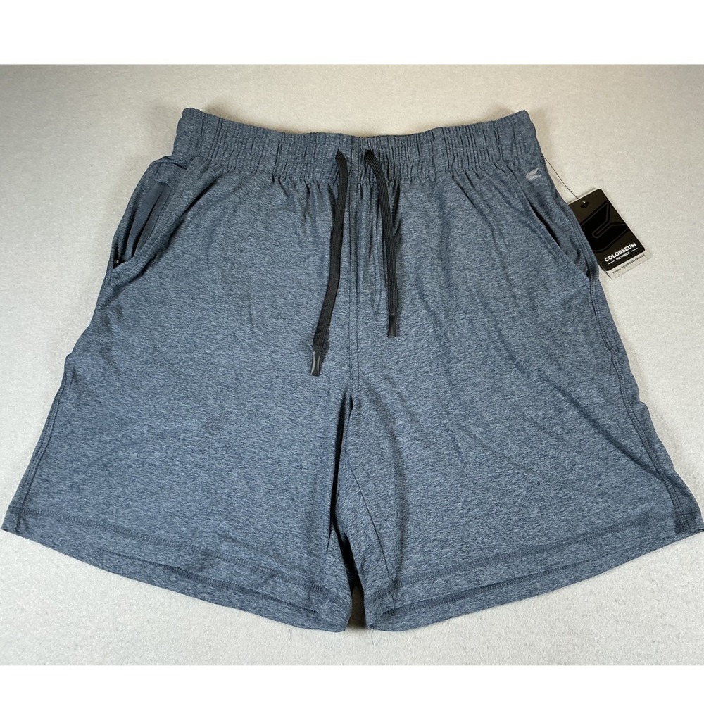 Colosseum Athletic Shorts Mens L Gray Stretch Zip Pocket NWT